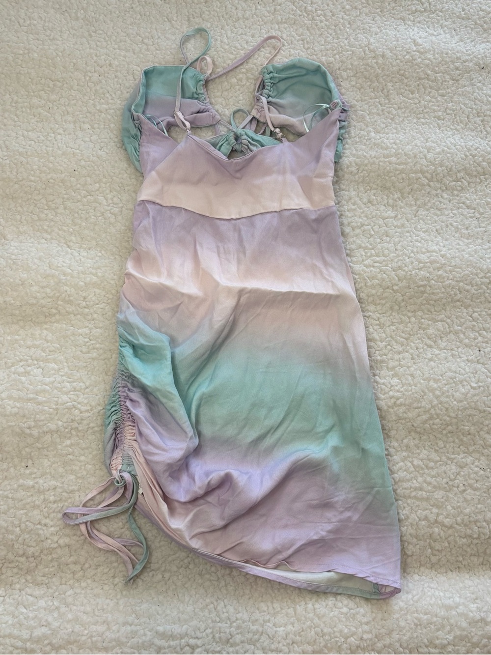 Zara Women Pastels Tie Dye Cut Out Ruched Mini Dress - Picture 7 of 10